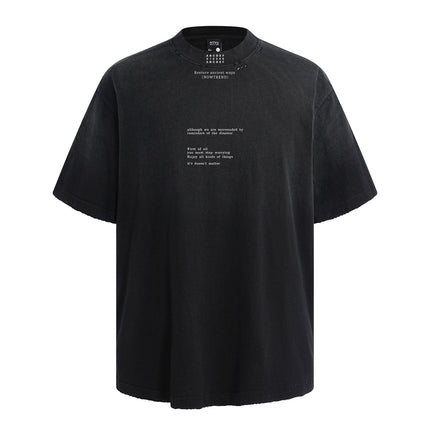 TALKLESSFASHION American retro half-spray abrasion wash design sense short sleeve T-shirt for men and women street fashion brand hip-hop loose body shirt