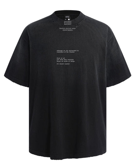 TALKLESSFASHION American retro half-spray abrasion wash design sense short sleeve T-shirt for men and women street fashion brand hip-hop loose body shirt