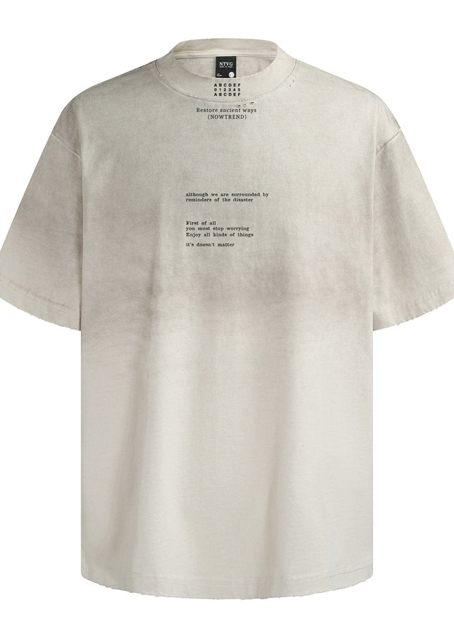 TALKLESSFASHION American retro half-spray abrasion wash design sense short sleeve T-shirt for men and women street fashion brand hip-hop loose body shirt