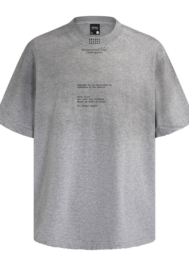 TALKLESSFASHION American retro half-spray abrasion wash design sense short sleeve T-shirt for men and women street fashion brand hip-hop loose body shirt
