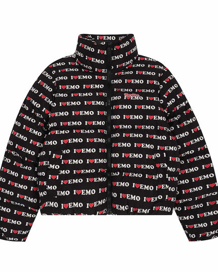 TALKLESSFASHION American Retro Love Letters Cropped Puffer