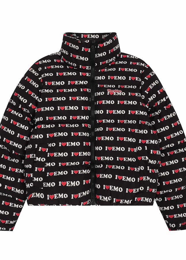 TALKLESSFASHION American Retro Love Letters Cropped Puffer