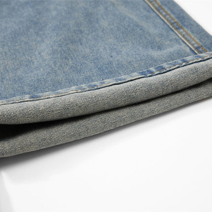 TALKLESSFASHION American retro washed multi-pocket wide-leg jeans for men and women couples are versatile and slim high street casual straight-leg pants