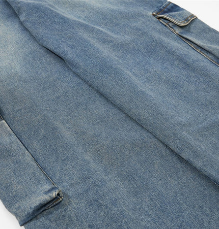THETLSTUDIO American retro washed multi-pocket wide-leg jeans for men and women couples are versatile and slim high street casual straight-leg pants