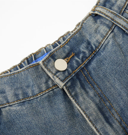 THETLSTUDIO American retro washed multi-pocket wide-leg jeans for men and women couples are versatile and slim high street casual straight-leg pants