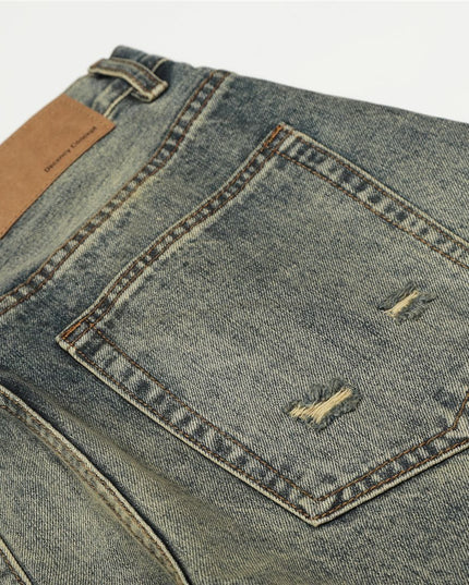 TALKLESSFASHION American retro washed old cat beard scimitar jeans for men and women, loose and versatile floor-length wide-leg pants
