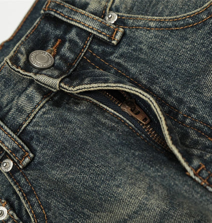 THETLSTUDIO American retro washed old cat beard scimitar jeans for men and women, loose and versatile floor-length wide-leg pants