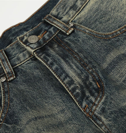 THETLSTUDIO American retro washed old cat beard scimitar jeans for men and women, loose and versatile floor-length wide-leg pants