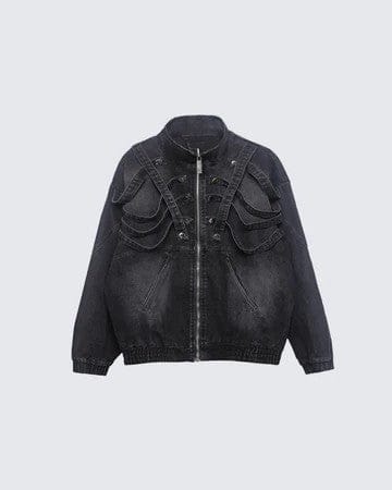 TALKLESSFASHION American street retro heavy industry design sense pleated workwear hardware decoration loose drape jeans for men and women