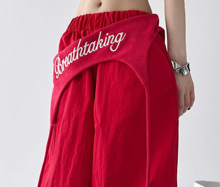 TALKLESSFASHION American trend wide-leg pants, women's butt curtain layered strap-on design, hip-hop jazz retro casual loose scimitar pants trend