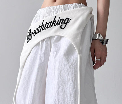 TALKLESSFASHION American trend wide-leg pants, women's butt curtain layered strap-on design, hip-hop jazz retro casual loose scimitar pants trend