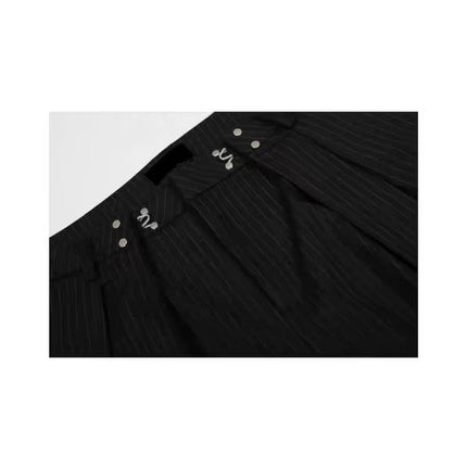 TALKLESSFASHION American vintage pleated design men's and women's spring and autumn vertical stripes wide leg loose straight casual trousers scimitar trousers