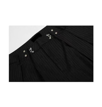 TALKLESSFASHION American vintage pleated design men's and women's spring and autumn vertical stripes wide leg loose straight casual trousers scimitar trousers