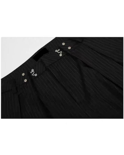 TALKLESSFASHION American vintage pleated design men's and women's spring and autumn vertical stripes wide leg loose straight casual trousers scimitar trousers