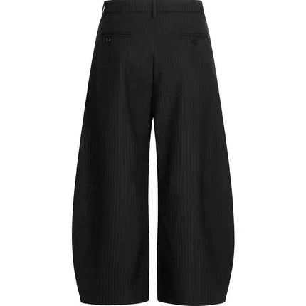 TALKLESSFASHION American vintage pleated design men's and women's spring and autumn vertical stripes wide leg loose straight casual trousers scimitar trousers