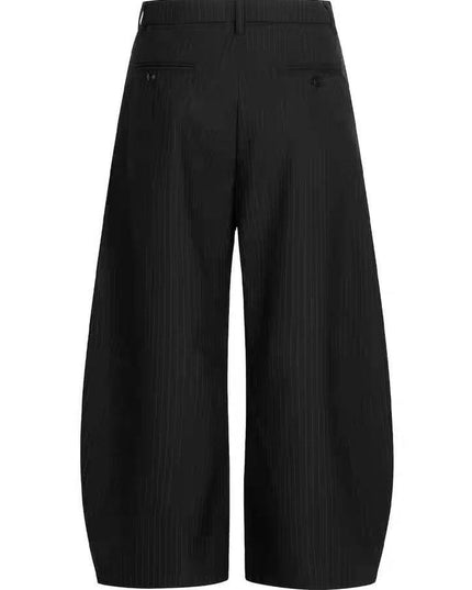 TALKLESSFASHION American vintage pleated design men's and women's spring and autumn vertical stripes wide leg loose straight casual trousers scimitar trousers