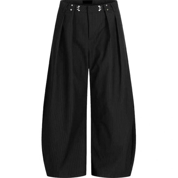 THETLSTUDIO American vintage pleated design men's and women's spring and autumn vertical stripes wide leg loose straight casual trousers scimitar trousers — 2