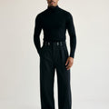 TALKLESSFASHION American vintage pleated design men's and women's spring and autumn vertical stripes wide leg loose straight casual trousers scimitar trousers