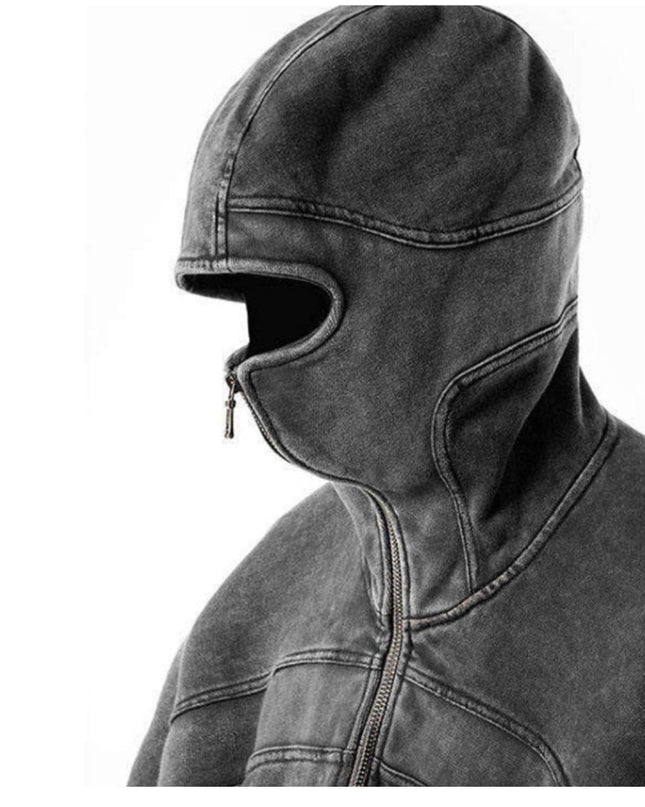 TALKLESSFASHION American Washed Y2K Street Zipper Sweater—-1773