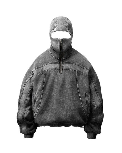 TALKLESSFASHION American Washed Y2K Street Zipper Sweater—-1773