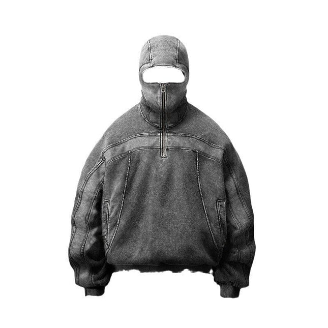 TALKLESSFASHION American Washed Y2K Street Zipper Sweater—-1773