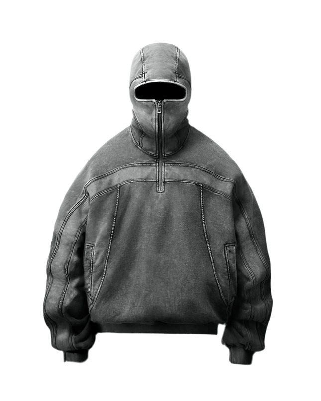 TALKLESSFASHION American Washed Y2K Street Zipper Sweater—-1773