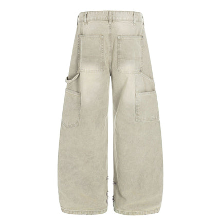 TALKLESSFASHION American wasteland style distressed jeans men deconstruct niche design loose straight wide-leg cargo pants women