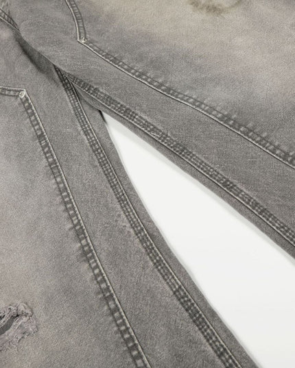 TALKLESSFASHION American wasteland style distressed jeans men deconstruct niche design loose straight wide-leg cargo pants women