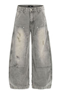 TALKLESSFASHION American wasteland style distressed jeans men deconstruct niche design loose straight wide-leg cargo pants women