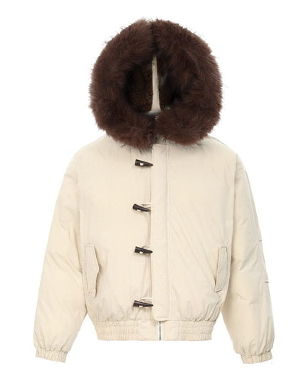 TALKLESSFASHION Apricot / L Loose Street Fashion Design Hat Cotton-padded Coat