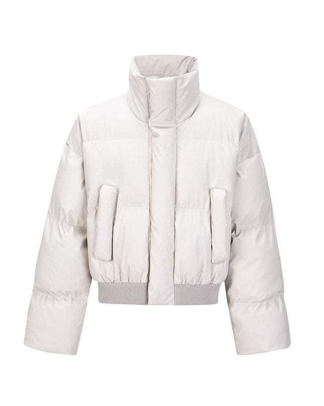 TALKLESSFASHION Apricot / L Turtleneck Cotton-padded Jacket&Coat—7760