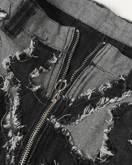 TALKLESSFASHION Autumn 2025 new heavy craft patch embroidered zebra pattern European and American trendy brand denim loose trousers