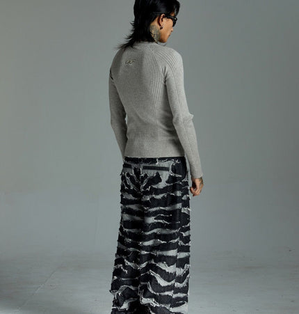 THETLSTUDIO Autumn 2025 new heavy craft patch embroidered zebra pattern European and American trendy brand denim loose trousers