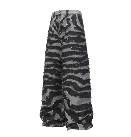 THETLSTUDIO Autumn 2025 new heavy craft patch embroidered zebra pattern European and American trendy brand denim loose trousers