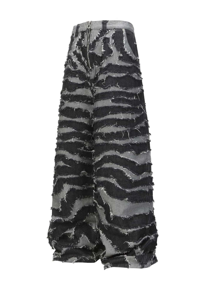 TALKLESSFASHION Autumn 2025 new heavy craft patch embroidered zebra pattern European and American trendy brand denim loose trousers