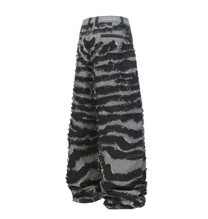 THETLSTUDIO Autumn 2025 new heavy craft patch embroidered zebra pattern European and American trendy brand denim loose trousers