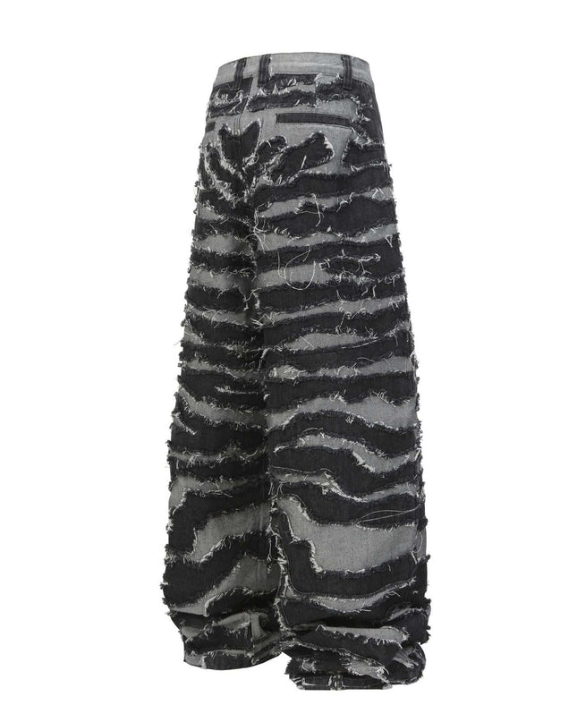 TALKLESSFASHION Autumn 2025 new heavy craft patch embroidered zebra pattern European and American trendy brand denim loose trousers