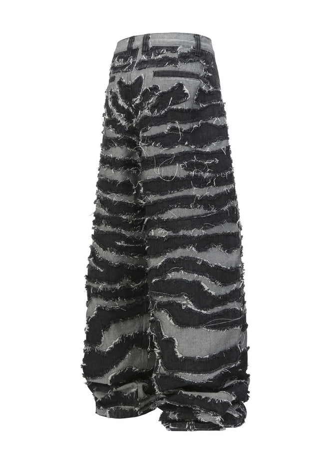 TALKLESSFASHION Autumn 2025 new heavy craft patch embroidered zebra pattern European and American trendy brand denim loose trousers