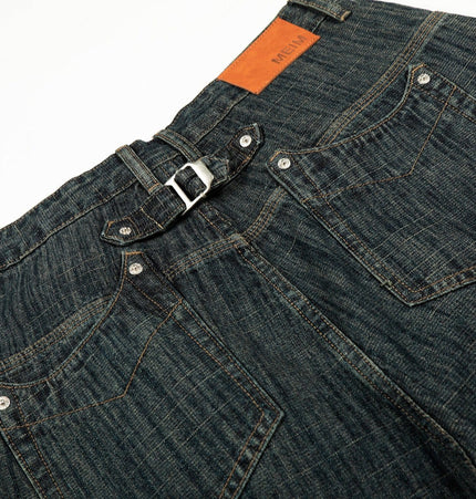 THETLSTUDIO Bamboo Texture Wide-Leg Jeans