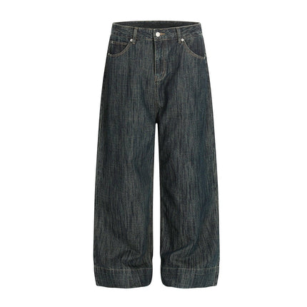 TALKLESSFASHION Bamboo Texture Wide-Leg Jeans