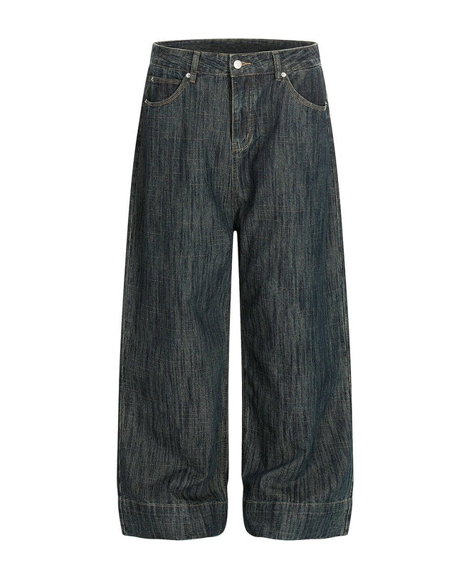 TALKLESSFASHION Bamboo Texture Wide-Leg Jeans