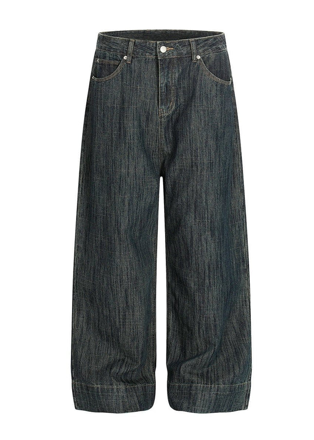 TALKLESSFASHION Bamboo Texture Wide-Leg Jeans