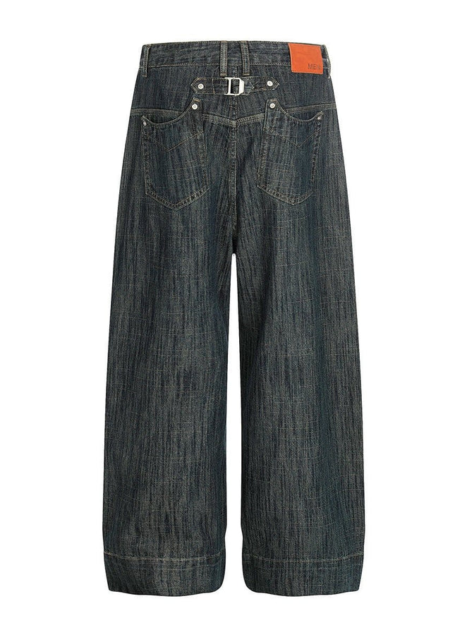 TALKLESSFASHION Bamboo Texture Wide-Leg Jeans