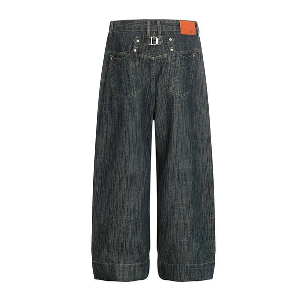 Bamboo Texture Wide-Leg Jeans