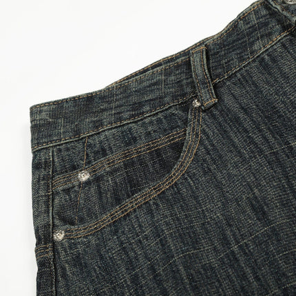 TALKLESSFASHION Bamboo Texture Wide-Leg Jeans