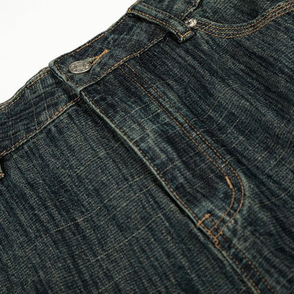 TALKLESSFASHION Bamboo Texture Wide-Leg Jeans