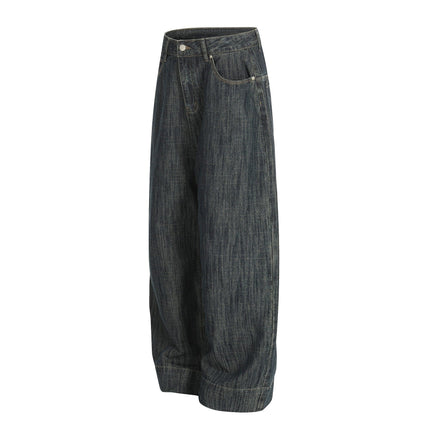 TALKLESSFASHION Bamboo Texture Wide-Leg Jeans