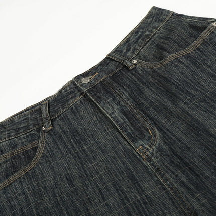 TALKLESSFASHION Bamboo Texture Wide-Leg Jeans
