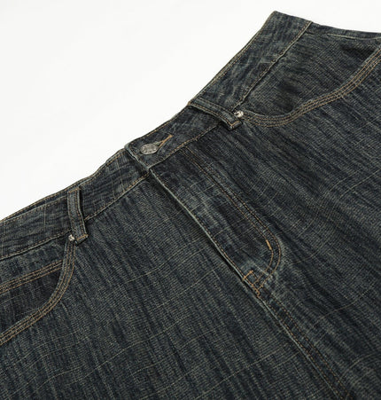 THETLSTUDIO Bamboo Texture Wide-Leg Jeans