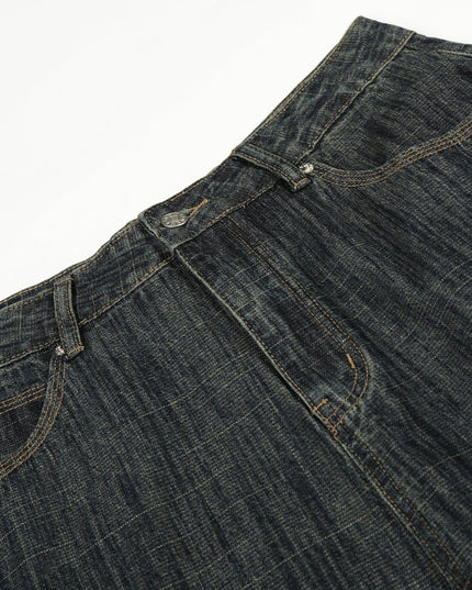 TALKLESSFASHION Bamboo Texture Wide-Leg Jeans